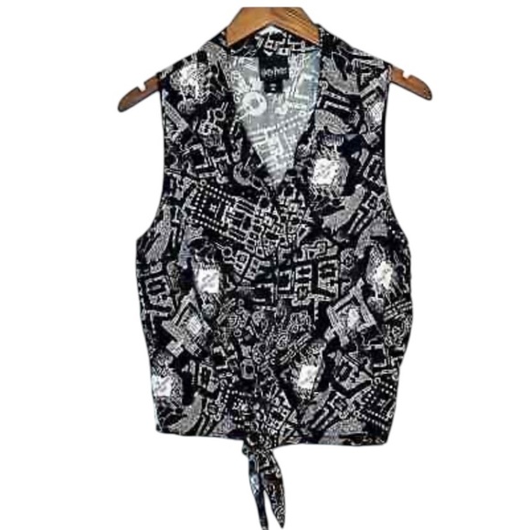 Hot Topic Harry Potter Marauder’s Map Tie-Front Woven Top Size XS Black Casual - Picture 3 of 15